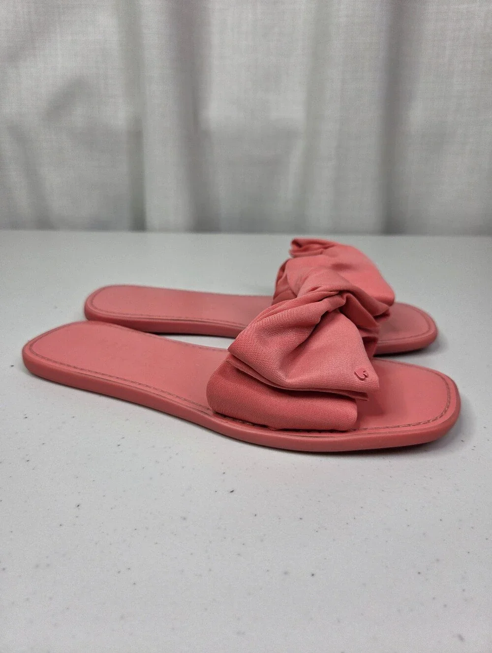 Kate Spade Bikini Bow Slide Sandals Women’s Coral Pink with Knot Bow Shoes